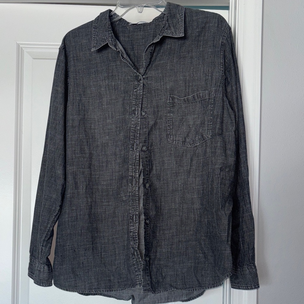 Sonoma womens Dark Gray Casual Button Down Shirt